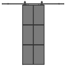 Schuifdeur met beslagset 76x205 cm gehard glas zwart