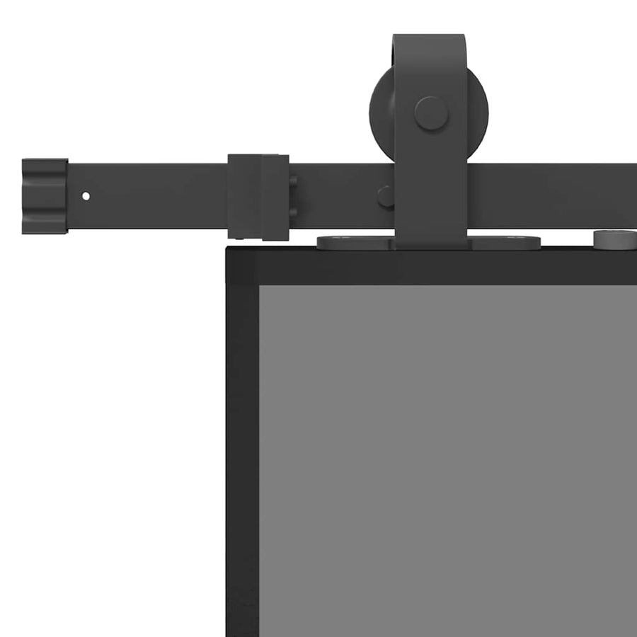 Schuifdeur met beslagset 76x205 cm gehard glas zwart