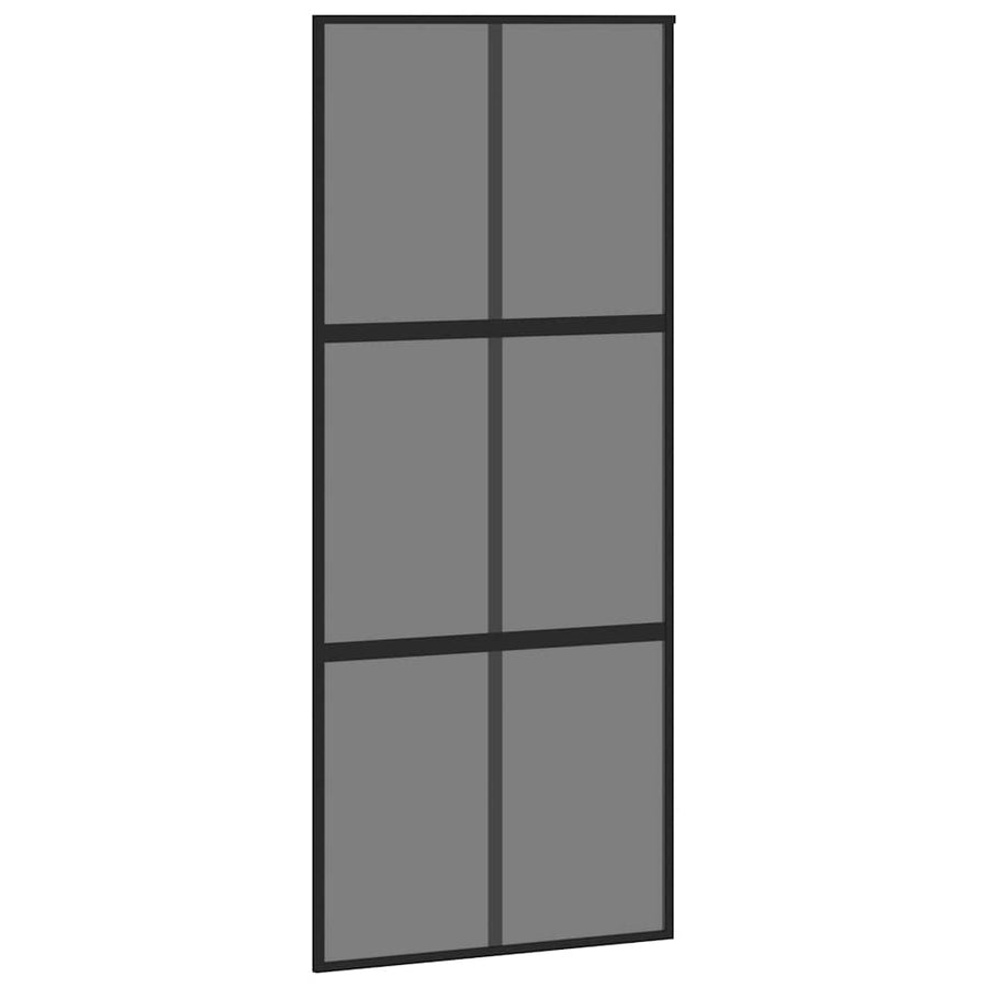 Schuifdeur met beslagset 90x205 cm gehard glas zwart