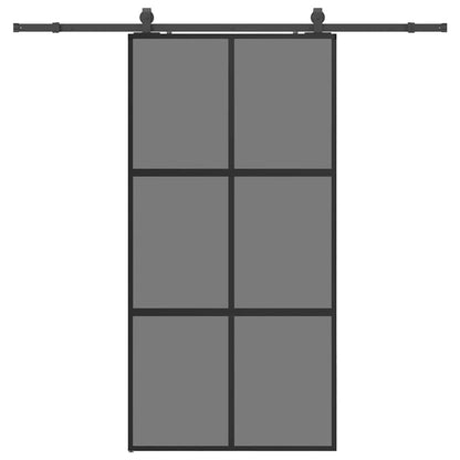 Schuifdeur met beslagset 102,5x205 cm gehard glas zwart