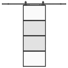 Schuifdeur met beslagset 76x205 cm gehard glas zwart