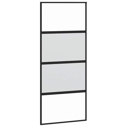 Schuifdeur met beslagset 90x205 cm gehard glas zwart
