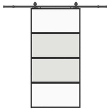 Schuifdeur met beslagset 102,5x205 cm gehard glas zwart