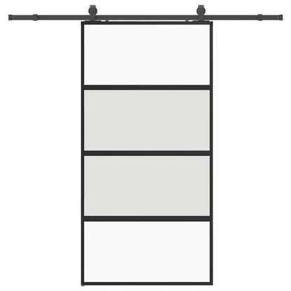 Schuifdeur met beslagset 102,5x205 cm gehard glas zwart