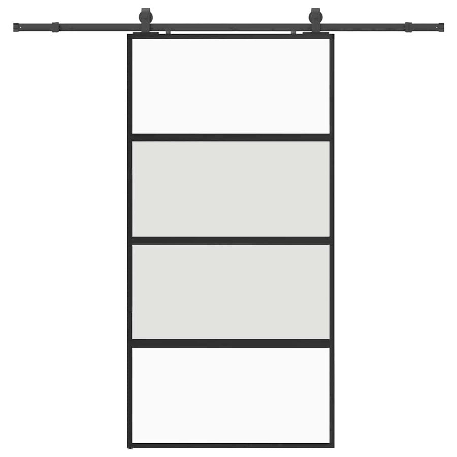 Schuifdeur met beslagset 102,5x205 cm gehard glas zwart