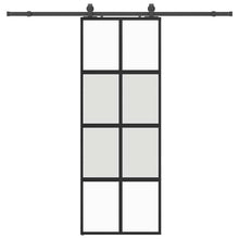 Schuifdeur met beslagset 76x205 cm gehard glas zwart