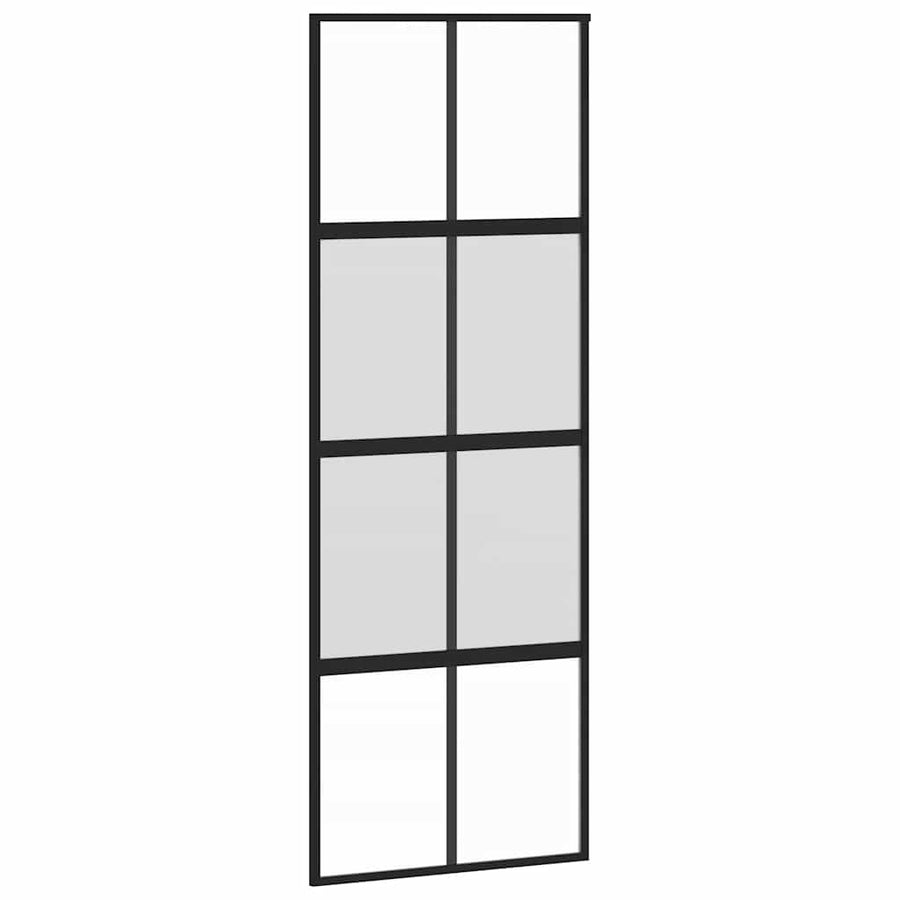 Schuifdeur met beslagset 76x205 cm gehard glas zwart