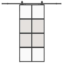 Schuifdeur met beslagset 90x205 cm gehard glas zwart