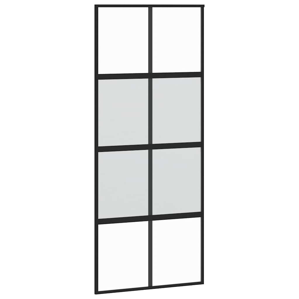 Schuifdeur met beslagset 90x205 cm gehard glas zwart
