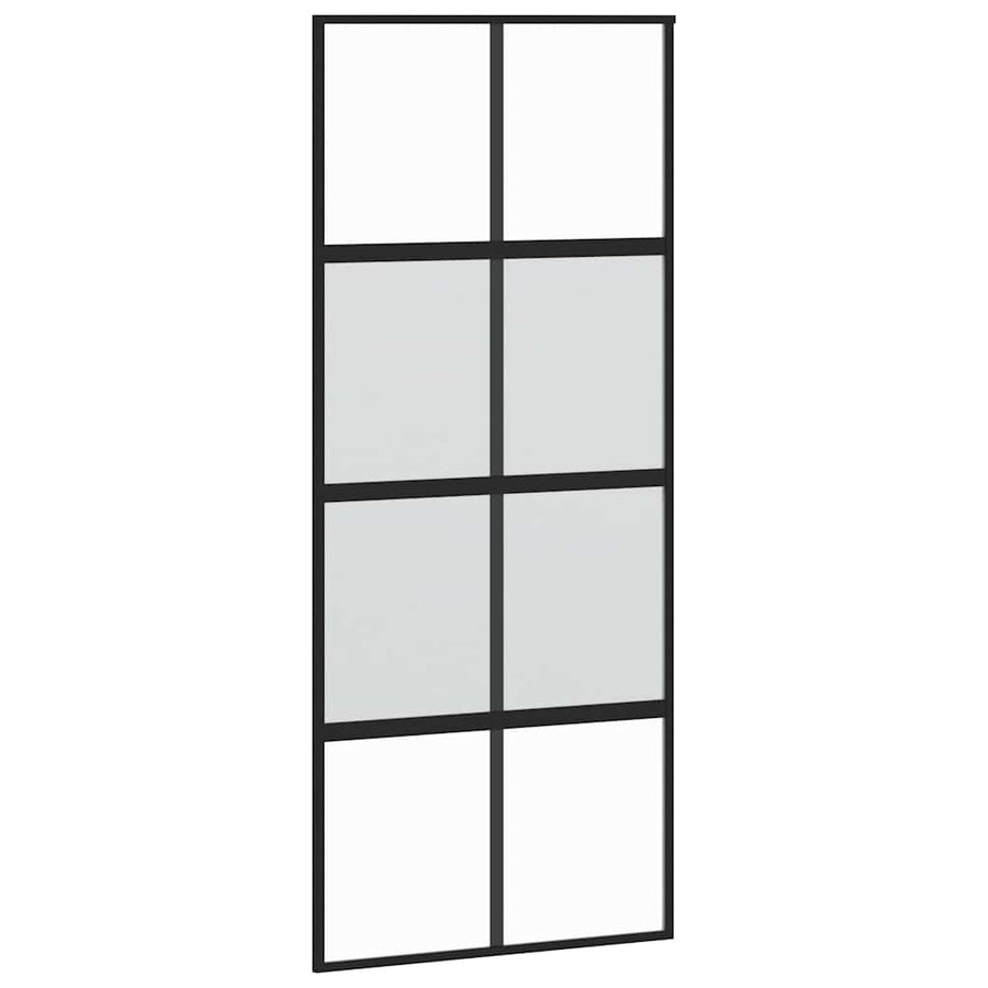 Schuifdeur met beslagset 90x205 cm gehard glas zwart