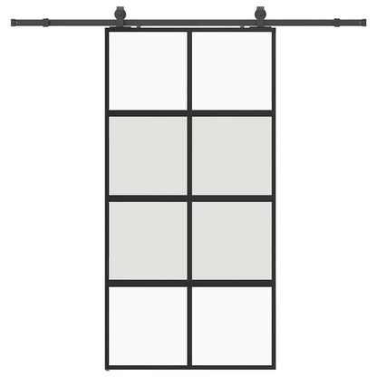 Schuifdeur met beslagset 102,5x205 cm gehard glas zwart