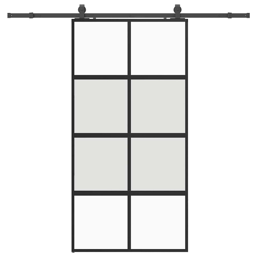 Schuifdeur met beslagset 102,5x205 cm gehard glas zwart
