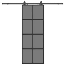 Schuifdeur met beslagset 76x205 cm gehard glas zwart