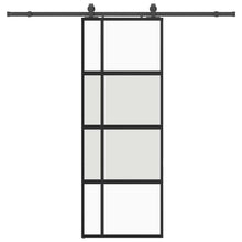 Schuifdeur met beslagset 76x205 cm gehard glas zwart