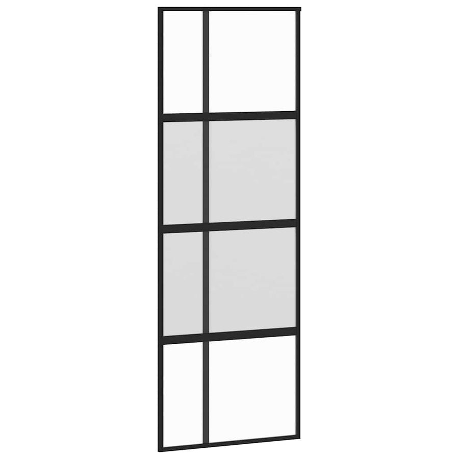 Schuifdeur met beslagset 76x205 cm gehard glas zwart