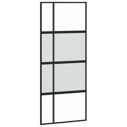 Schuifdeur met beslagset 90x205 cm gehard glas zwart