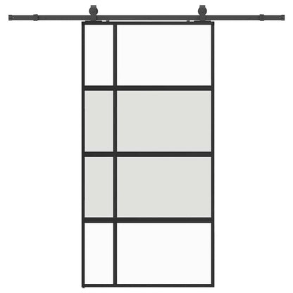 Schuifdeur met beslagset 102,5x205 cm gehard glas zwart