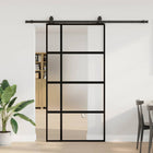 Schuifdeur 102,5x205 cm gehard glas zwart met beslagset