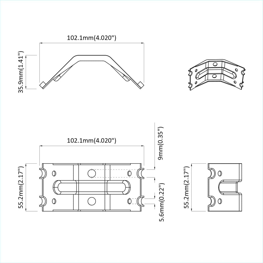 Beugel 2 pcs Verzinkt 106 x 55 x 1,5mm Staal