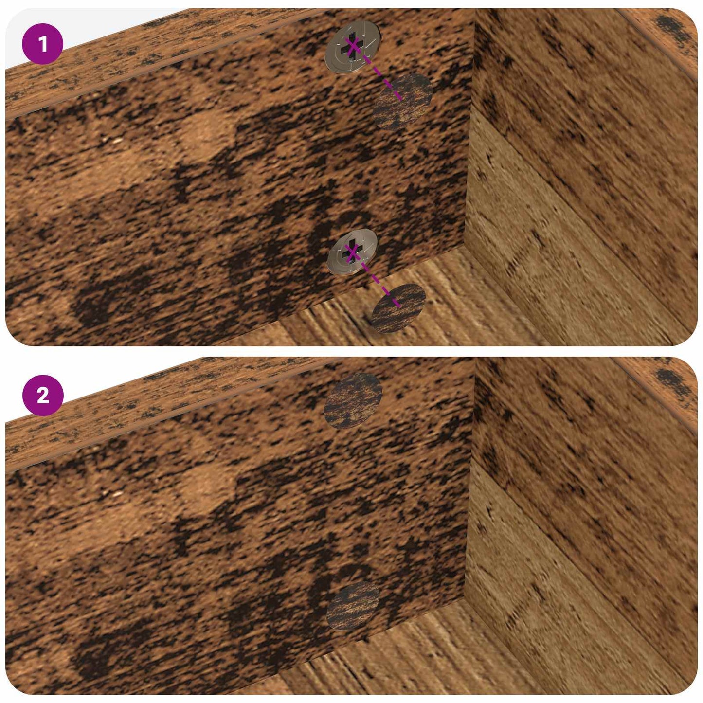 Zelfklevende Schroefhoes 2 pcs Oudhout Ø 20 x 0,5 mm