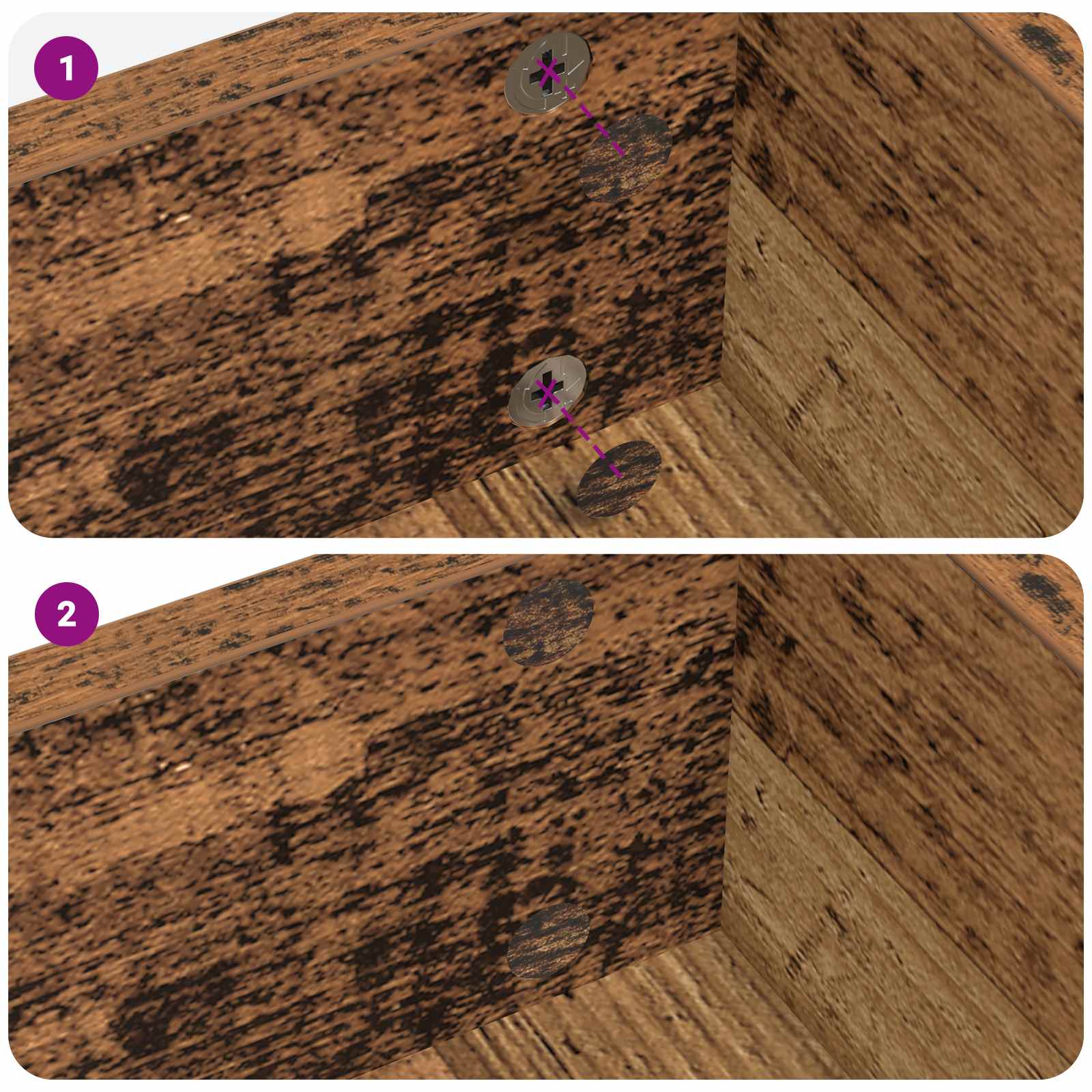 Zelfklevende Schroefhoes 2 pcs Oudhout Ø 20 x 0,5 mm