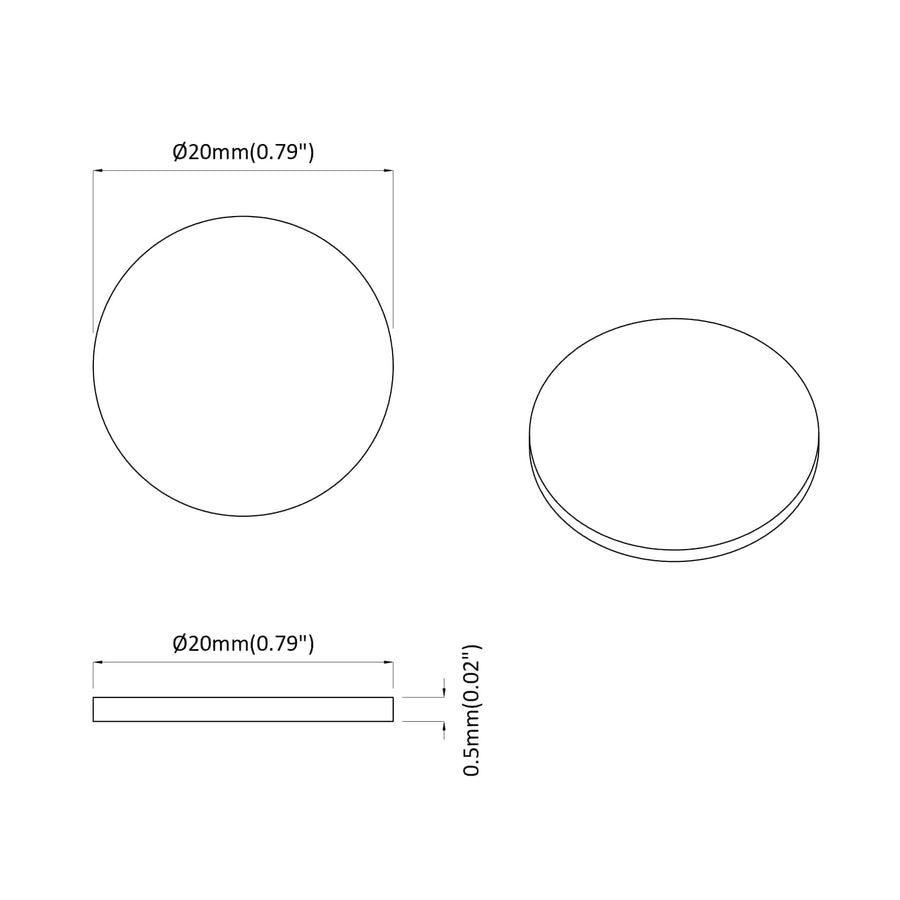 Zelfklevende Schroefhoes 12 pcs Zwart Ø 20 x 0,5 mm