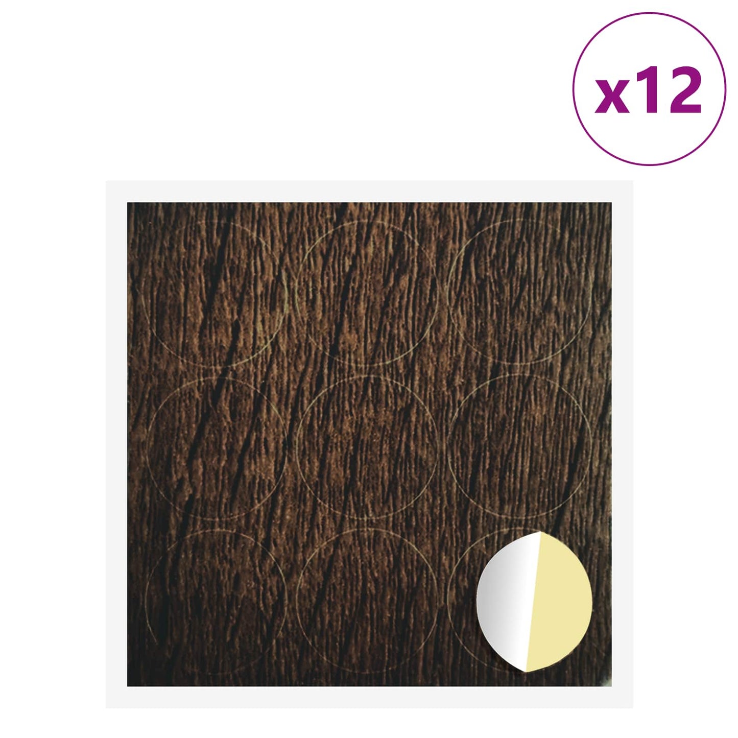 Zelfklevende Schroefhoes 12 pcs Bruin Eiken Ø 20 x 0,5 mm