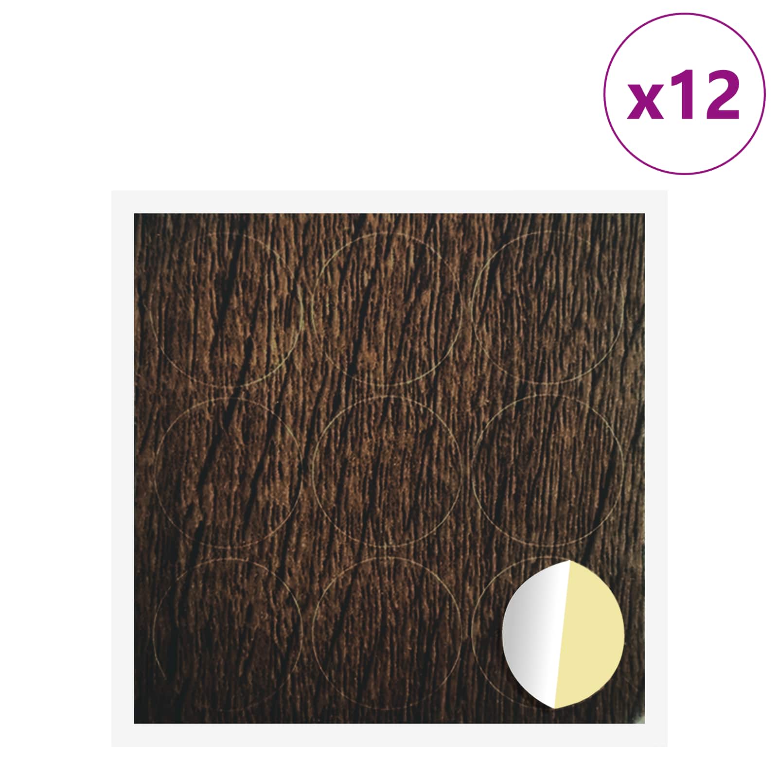 Zelfklevende Schroefhoes 12 pcs Bruin Eiken Ø 20 x 0,5 mm
