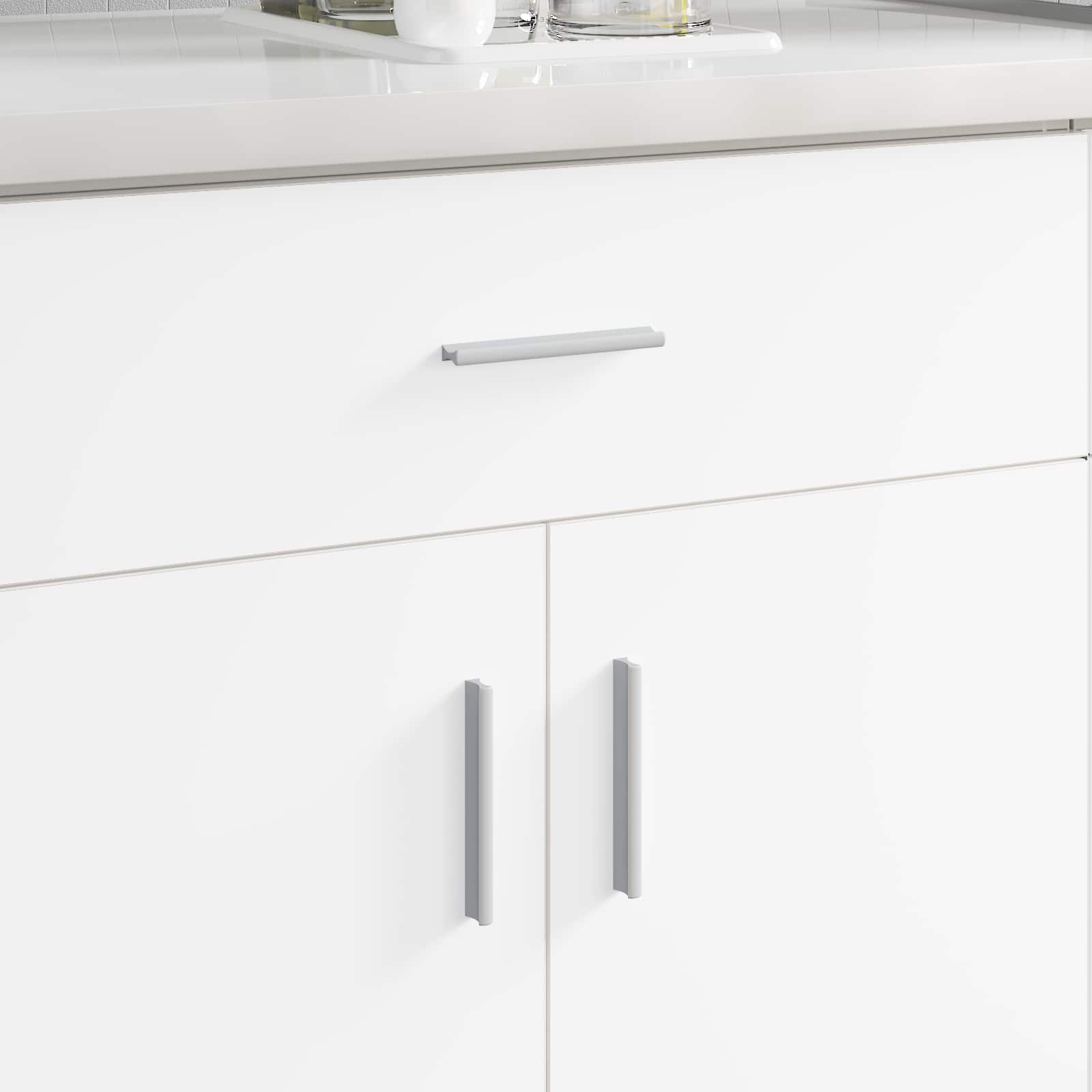 Handvat Effen 2 pcs Zilver 105.7 x 7.4 x 15.5 mm Aluminium