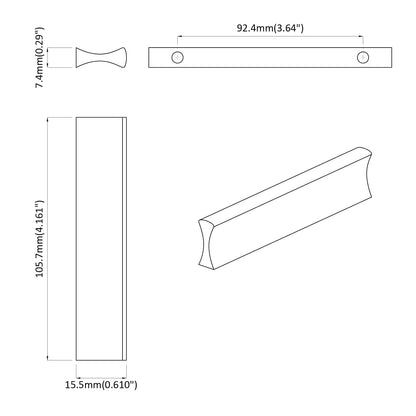 Handvat Effen 12 pcs Zilver 105.7 x 7.4 x 15.5 mm Aluminium