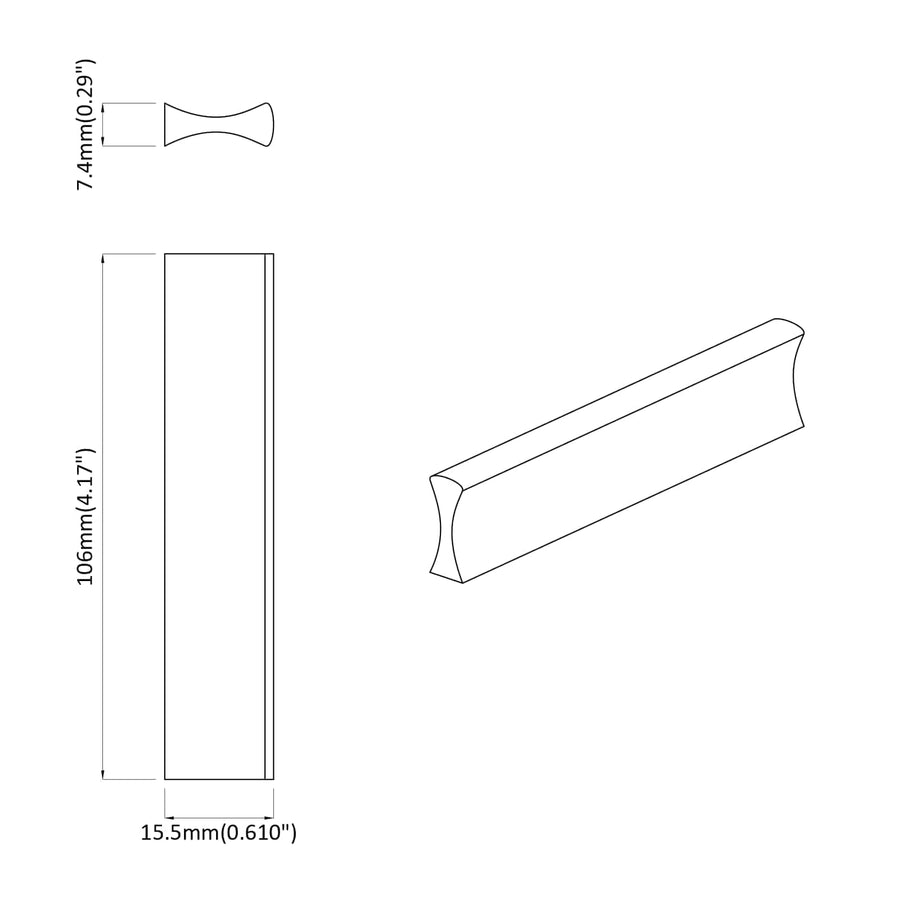 Handvat 973 pcs Zwart 106 x 7,4 x 15,5 mm Aluminium