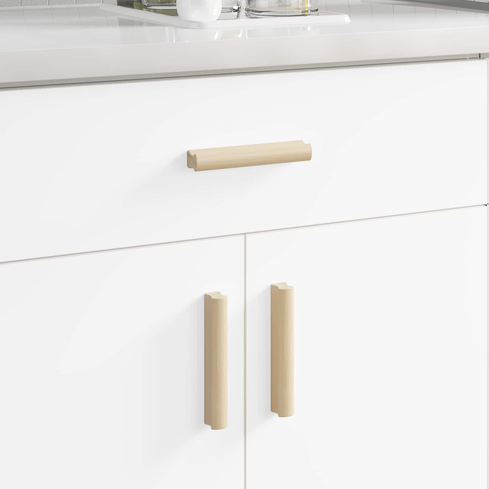 Rechthoekige Handgreep 2 pcs Natuurlijke Houtkleur