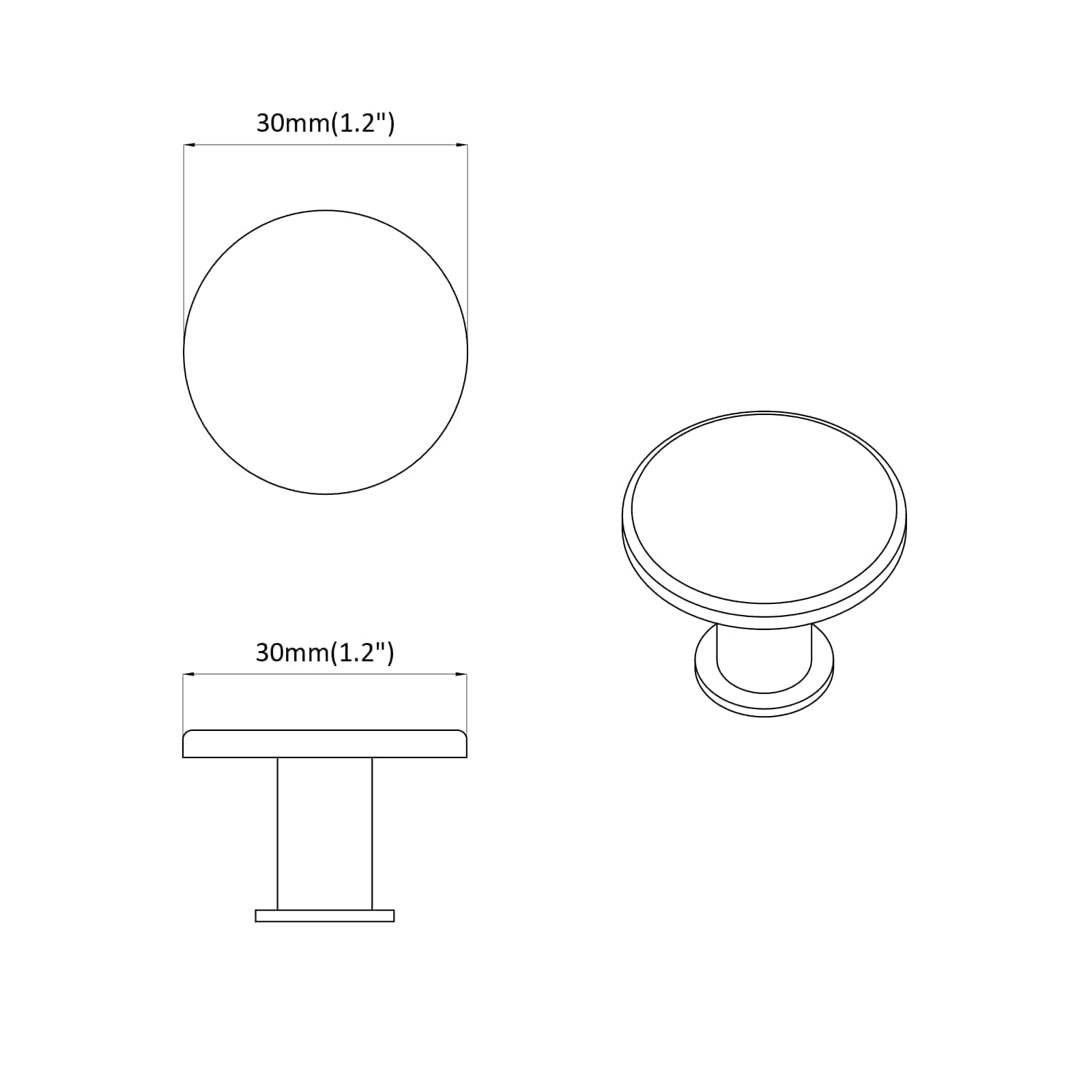 Handvat 12 pcs Zwart Ø30 mm Aluminium