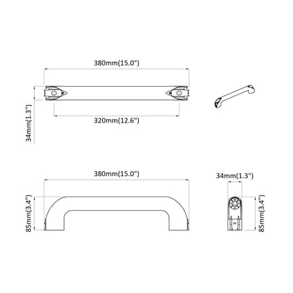 Handvat Effen 69 pcs Zwart 380 x 34 x 85 mm Aluminium en PP