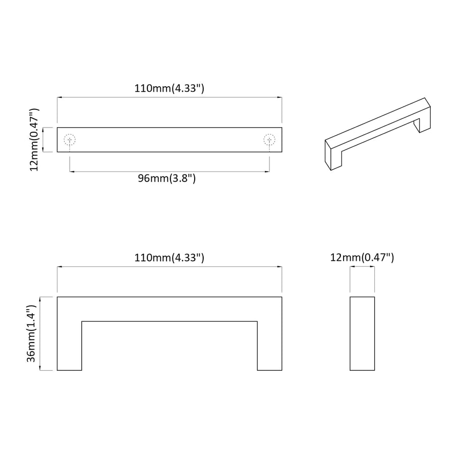 Meubelhandgreep 429 pcs Zwart 110 x 12 x 36 mm IJzer
