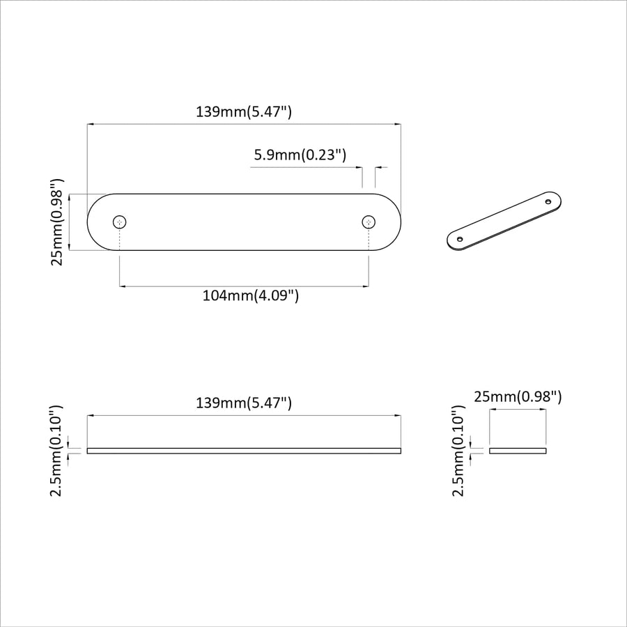 Kast Handvatten 2 pcs Bruin 96 mm PU