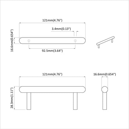 Kasthandgreep 474 pcs Zwart 121 x 16.6 x 28.3 mm IJzer