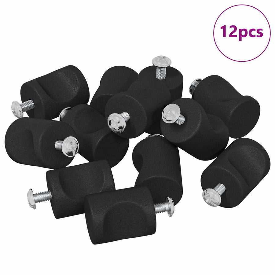 Kastknop 12 pcs Zwart 18 x 23 mm IJzer