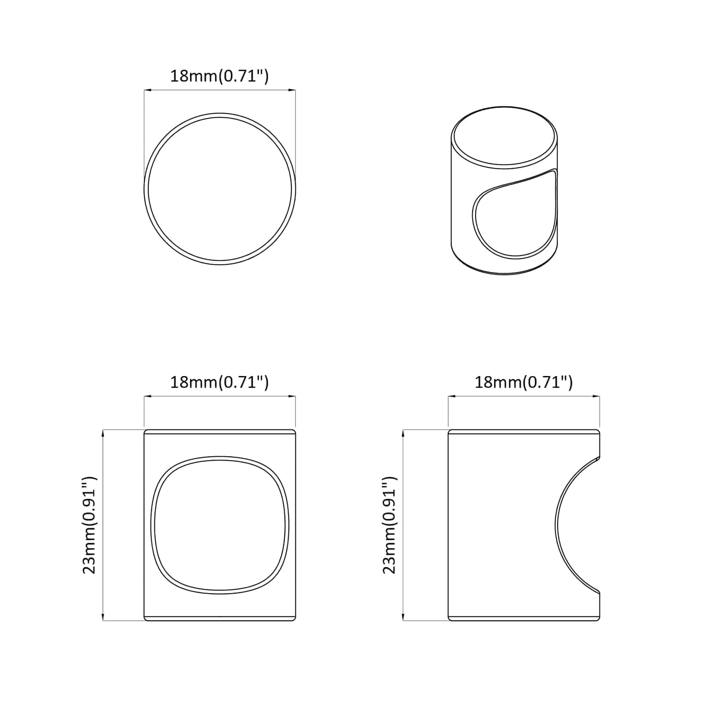 Kastknop 12 pcs Zwart 18 x 23 mm IJzer