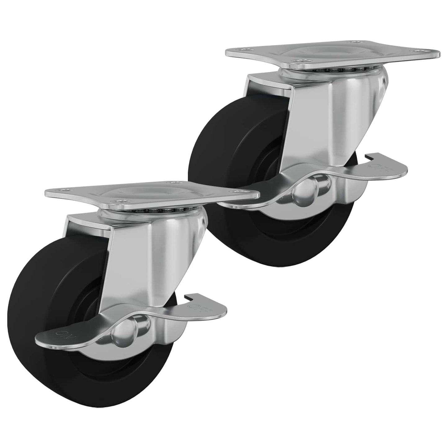 Caster 2 pcs Zwart en zilver 63 x 48 x 46 mm IJs en nylon