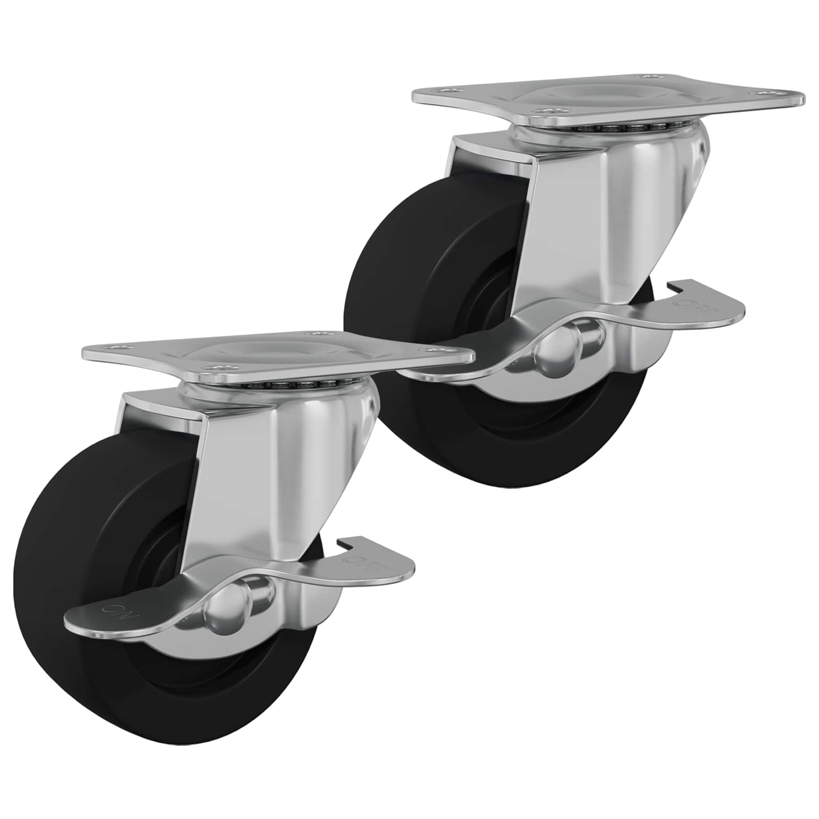 Caster 2 pcs Zwart en zilver 63 x 48 x 46 mm IJs en nylon