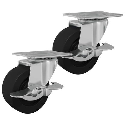 Caster 2 pcs Zwart en zilver 63 x 48 x 46 mm IJs en nylon