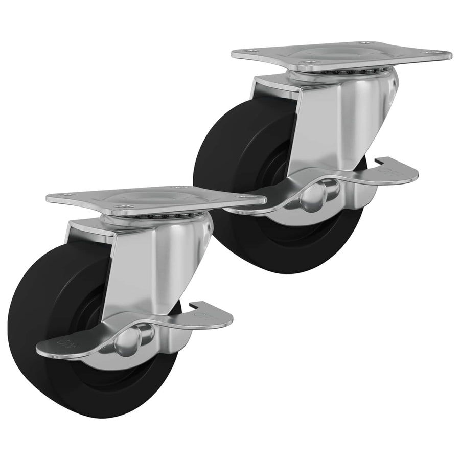 Caster 2 pcs Zwart en zilver 63 x 48 x 46 mm IJs en nylon