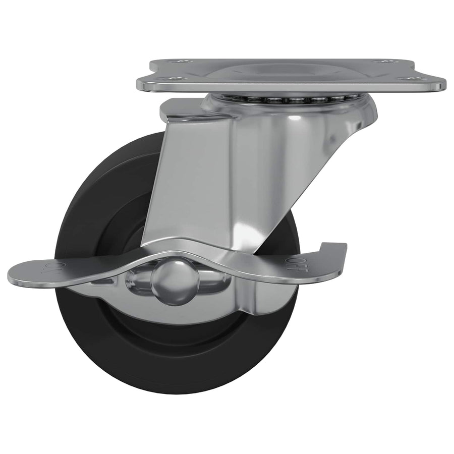 Caster 2 pcs Zwart en zilver 63 x 48 x 46 mm IJs en nylon