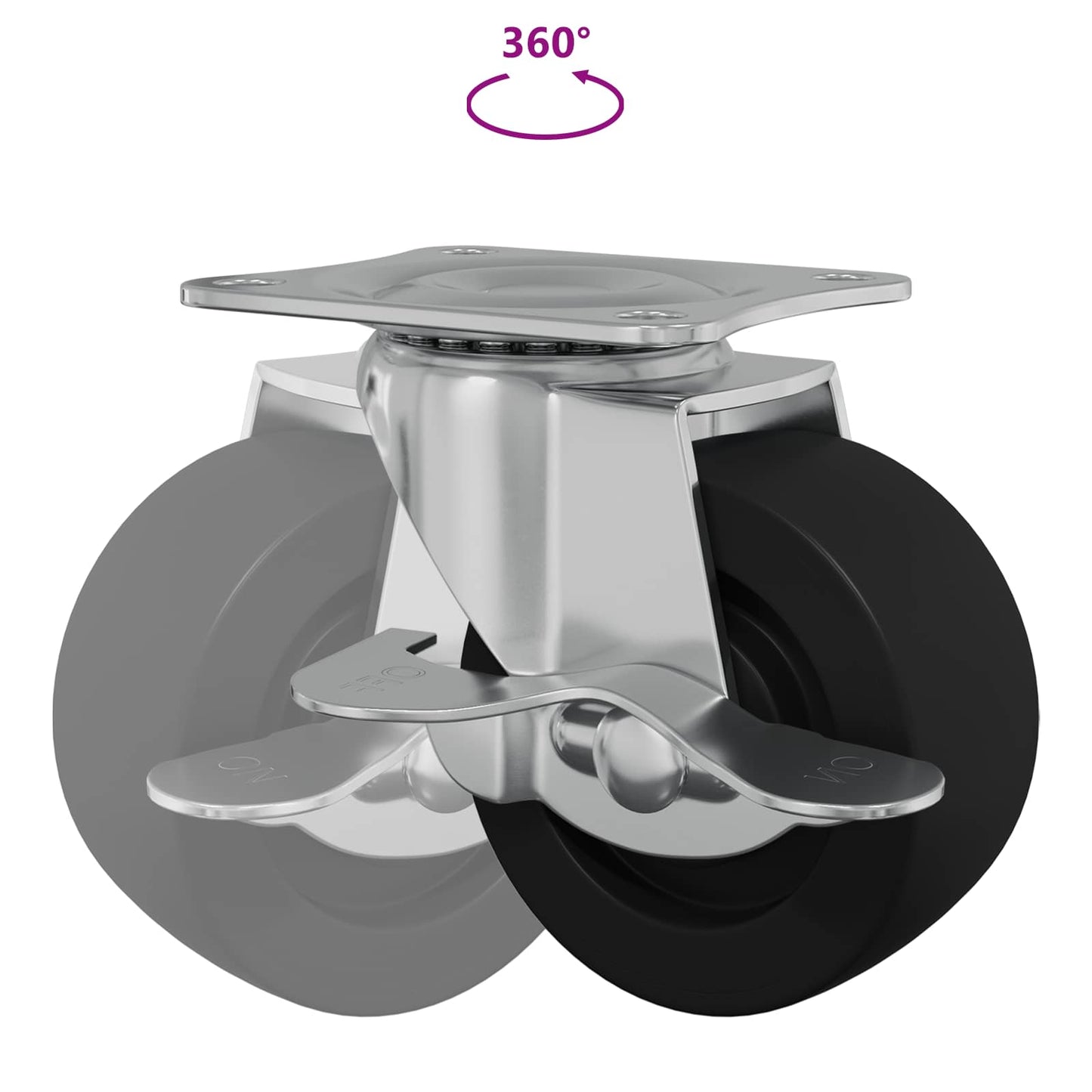 Caster 2 pcs Zwart en zilver 63 x 48 x 46 mm IJs en nylon
