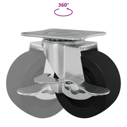 Caster 2 pcs Zwart en zilver 63 x 48 x 46 mm IJs en nylon