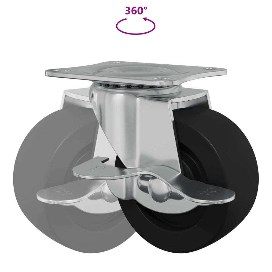 Caster 2 pcs Zwart en zilver 63 x 48 x 46 mm IJs en nylon