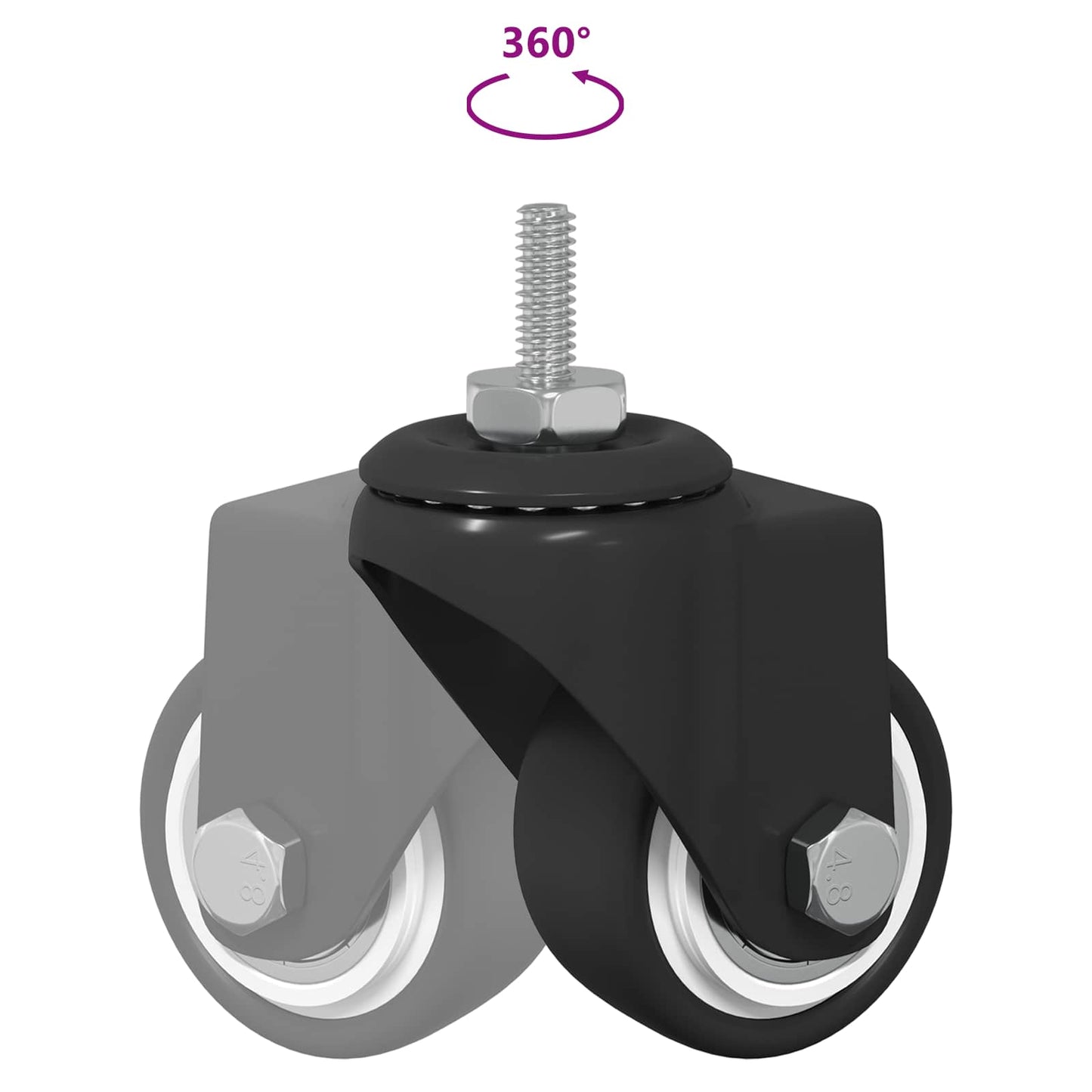 Zwenkwiel 2 pcs Zwart M6 mm IJs en nylon