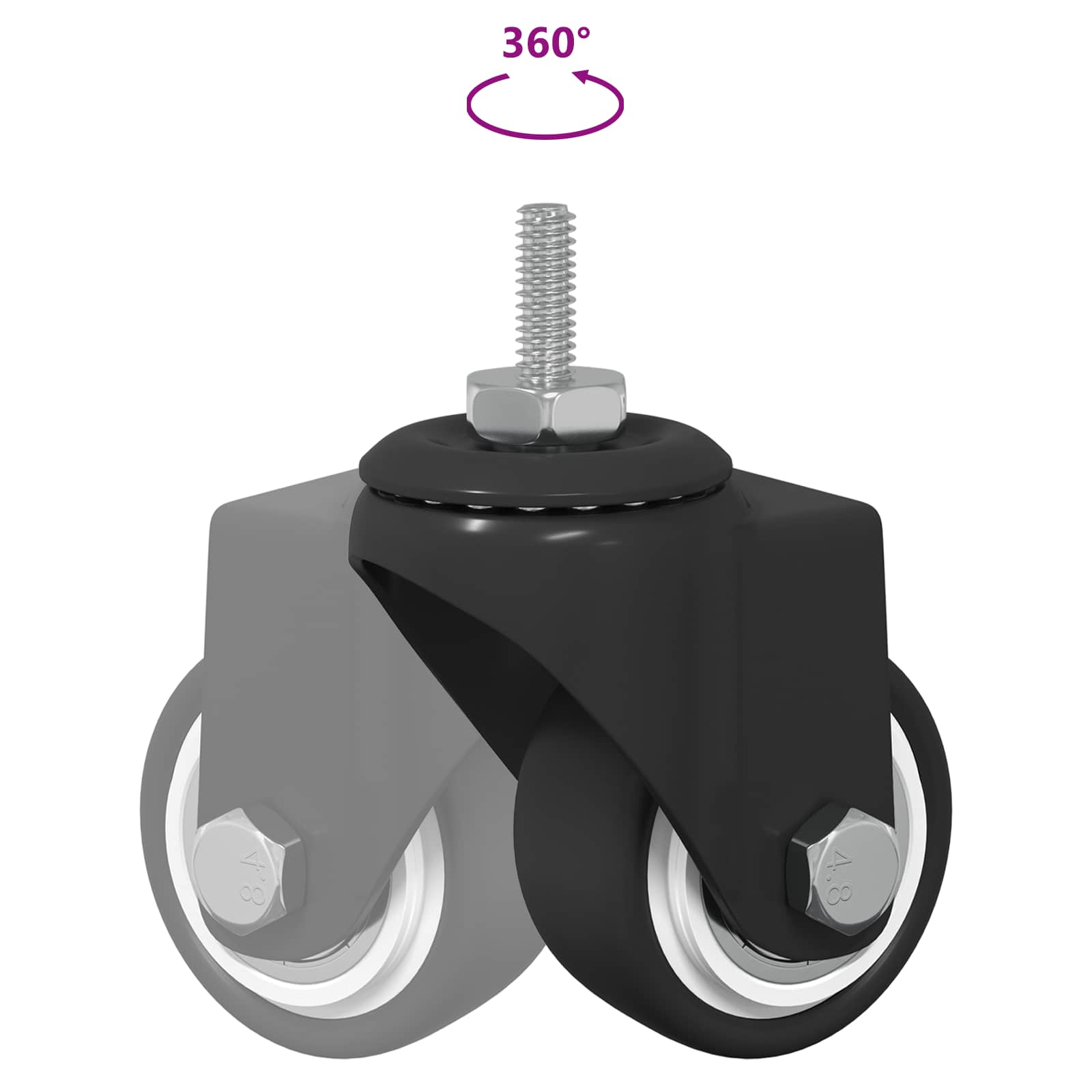 Zwenkwiel 2 pcs Zwart M6 mm IJs en nylon