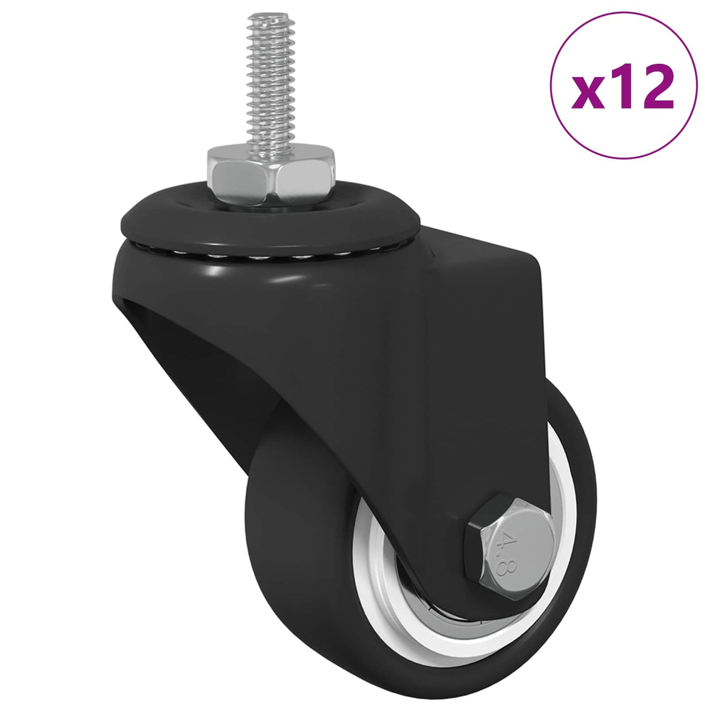 Zwenkwiel 12 pcs Zwart M6 mm IJs en nylon